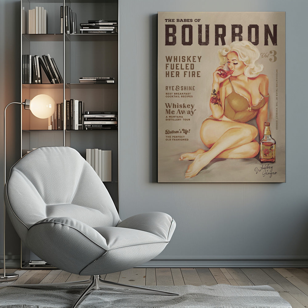 Décoration Murale Bébés du Bourbon Vol 3 Fille Pin-up Vintage Sexy Buvant du Whisky