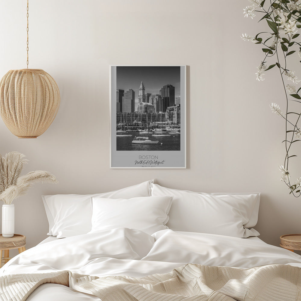 Black and White Boston North End Waterfront Canvas Wall Art | BOSTON Skyline North End & Waterfront