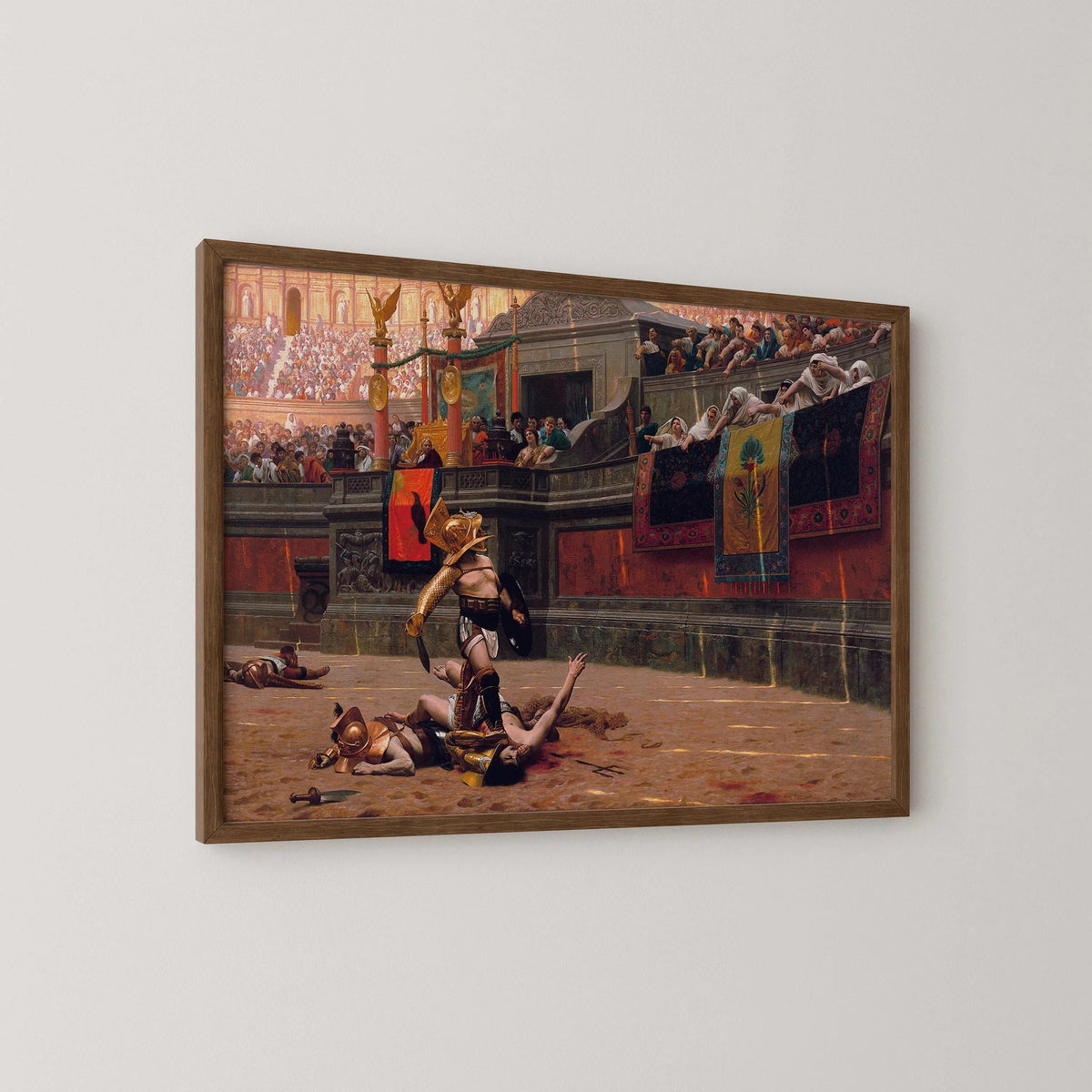 Gladiator Painting: Jean-Léon Gérôme, Epic Roman Battle Scene (Framed or Unframed)