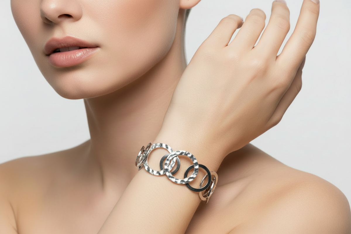 Bracelet Cercles Entrelacés - Acier Inoxydable Gris