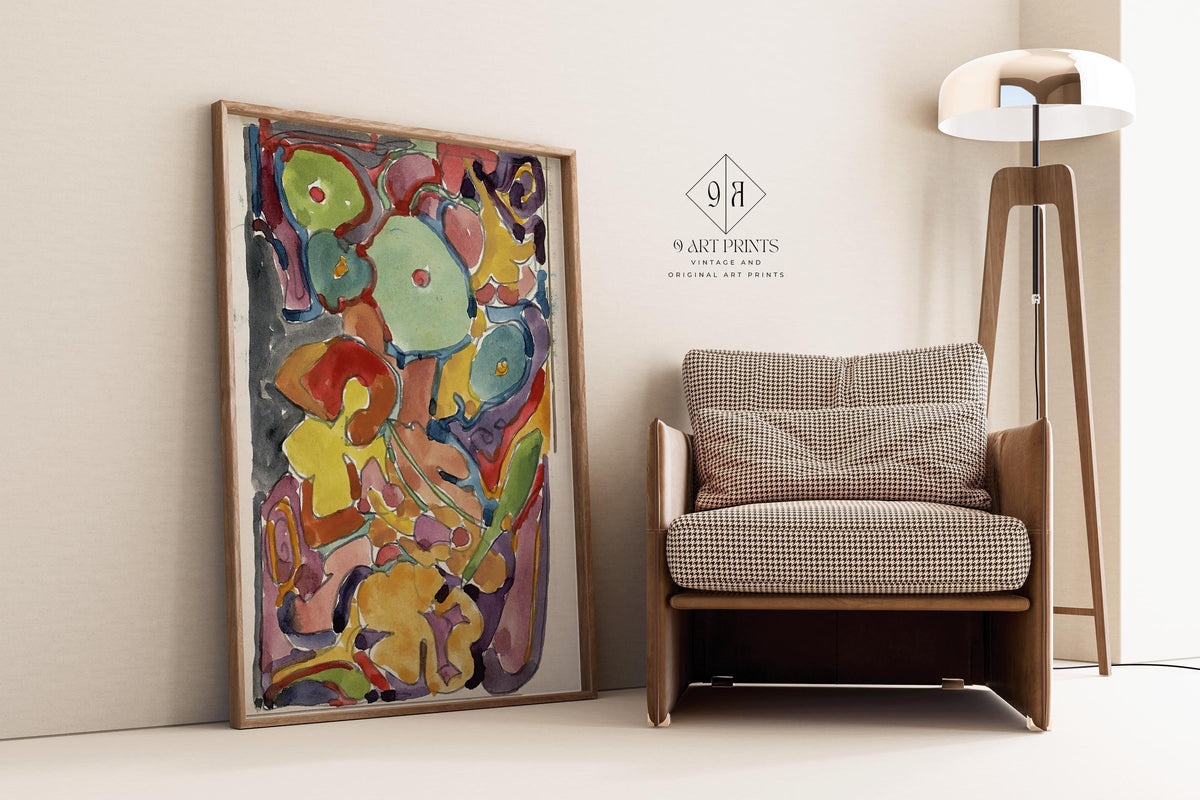 Reijer Stolk – Vivid Floral Abstraction (c. 1916) | Expressive Modernist Watercolor (available handframed or unframed)