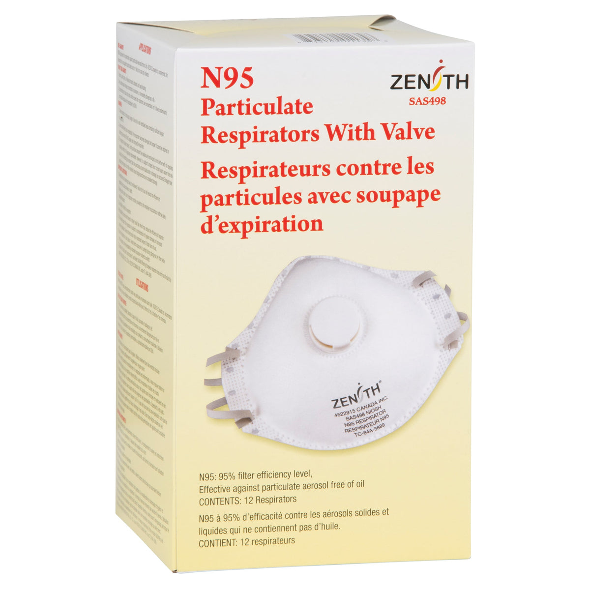 Demi-masques filtrants, N95, certifiés NIOSH, Taille moyenne/grande
