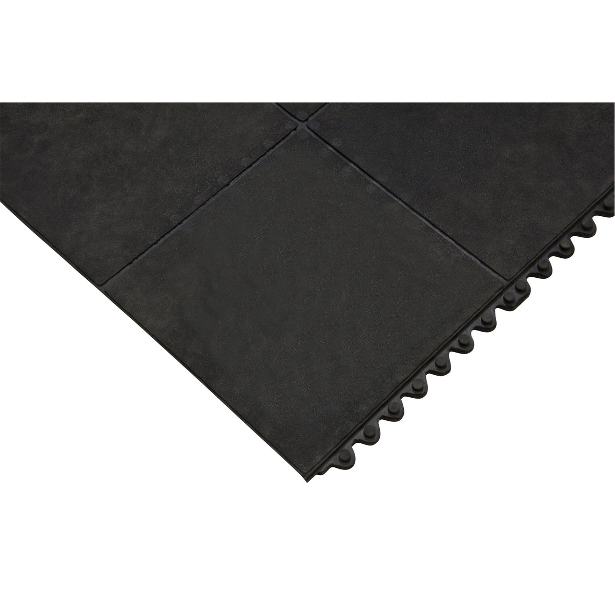 Tapis anti-fatigue, lisse, 0,91 m x 0,91 m x 1,27 cm, noir, caoutchouc naturel