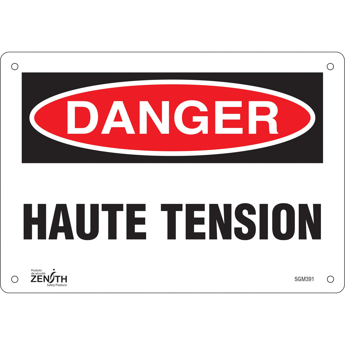 "Haute Tension" Pancarte, 7 po x 10 po, Aluminium, Français