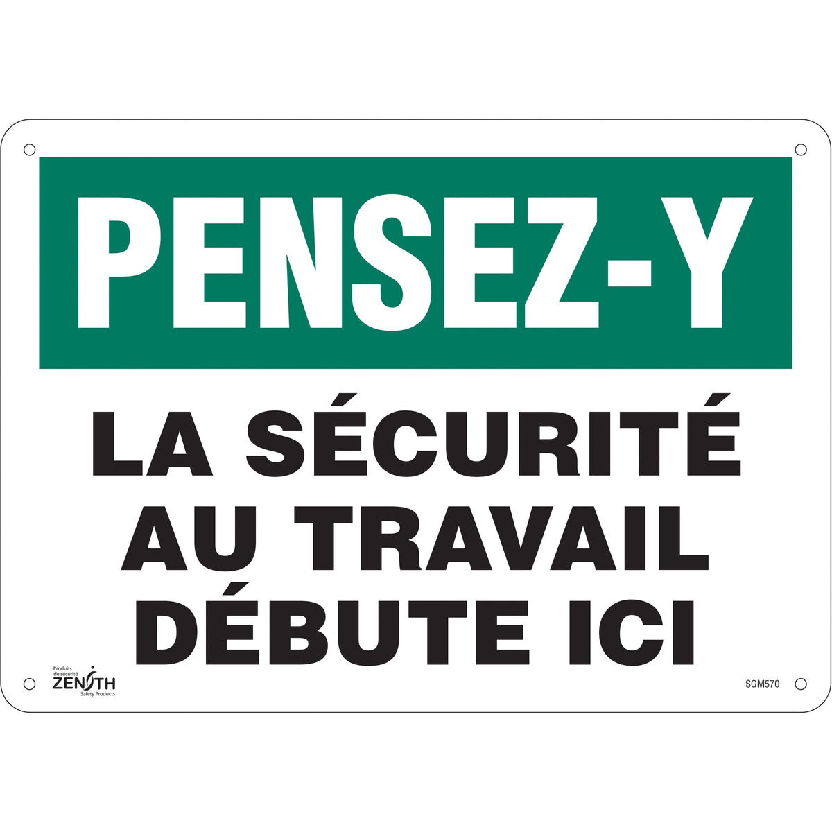 "La Sécurité au Travail" Sign, 10" x 14", Aluminum, French
