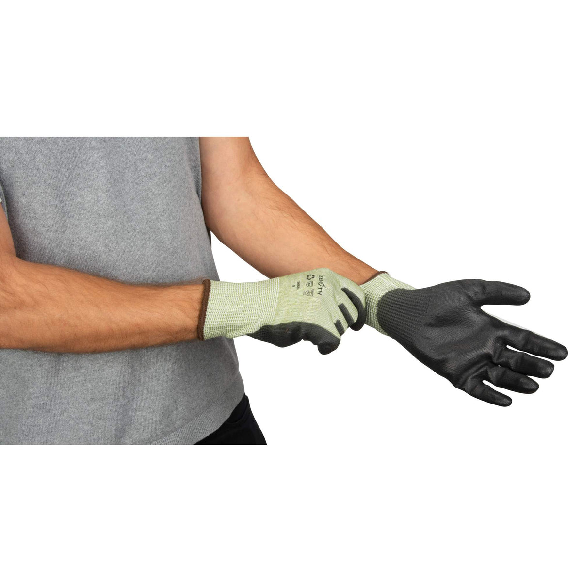 Eco-Friendly Seamless Cut-Resistant Gloves, 9, 13 Gauge, Polyurethane Coated, ASTM ANSI Level A4