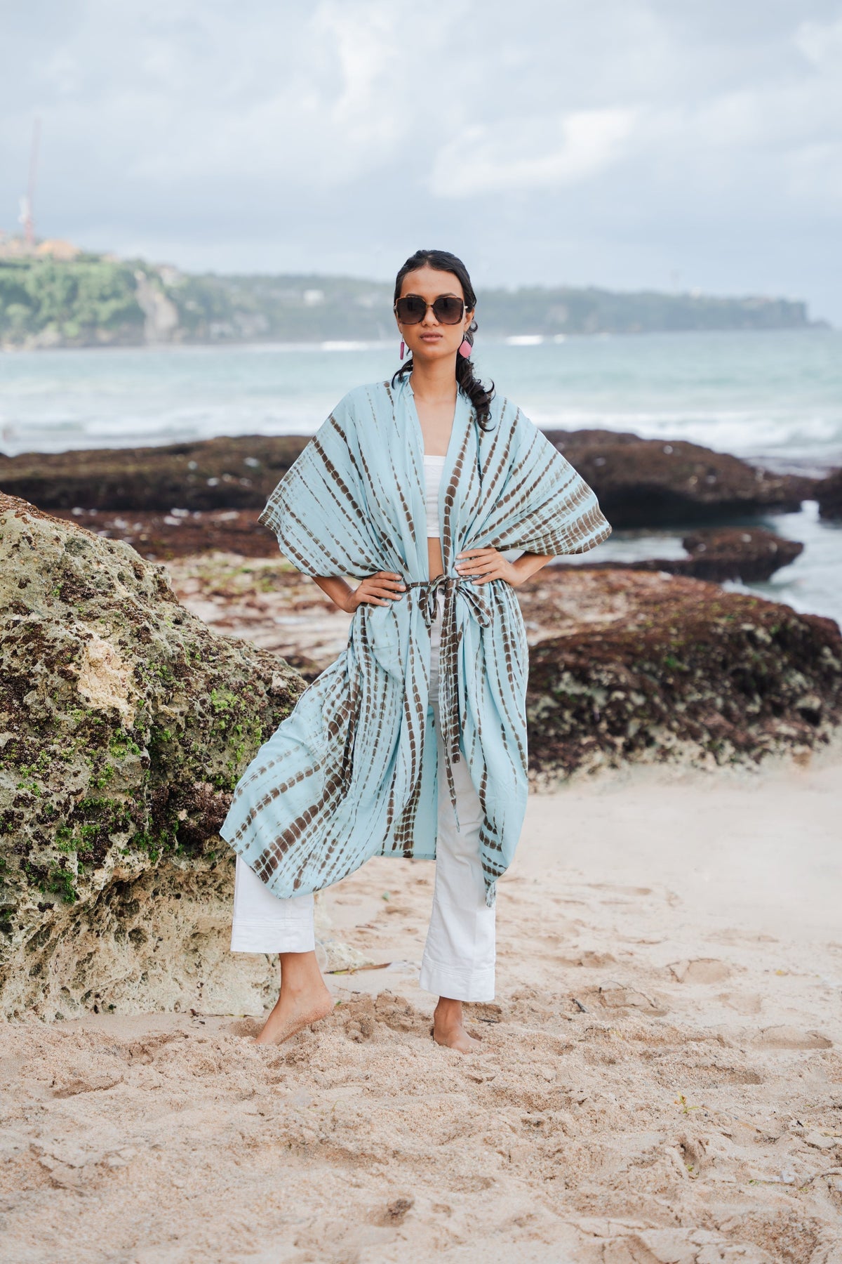 Kimono Tie-Dye Os Simple - Menthe