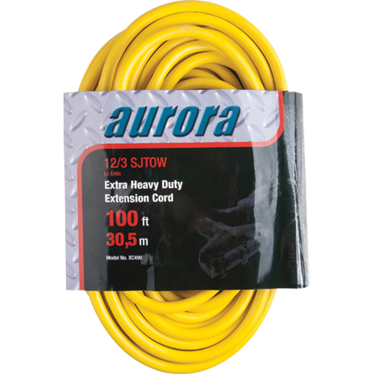 Rallonge en vinyle avec voyant lumineux, extérieure, SJTOW, 12/3 AWG, 15 A, 3 prises, 100 pi