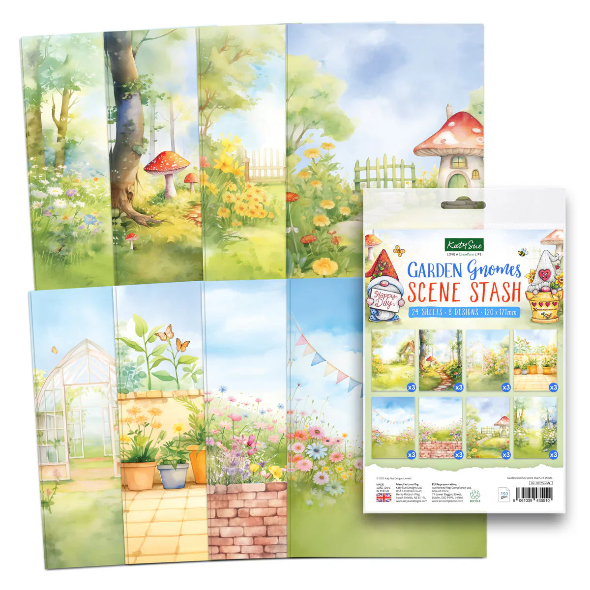 Scène de gnomes de jardin Stash 24 feuilles