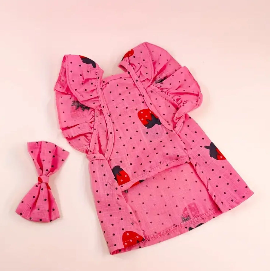 Robe pour Chien Bébé Fraise | Tenue Imprimé Fruits pour Chien