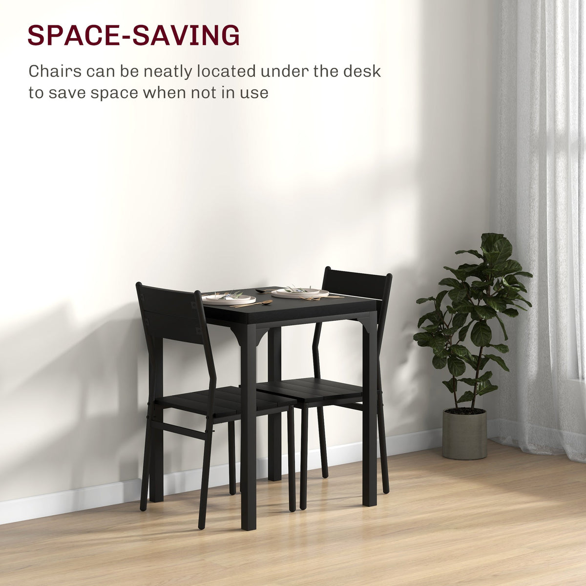 Kurt 3-Piece Dining Set for Small Spaces-Black