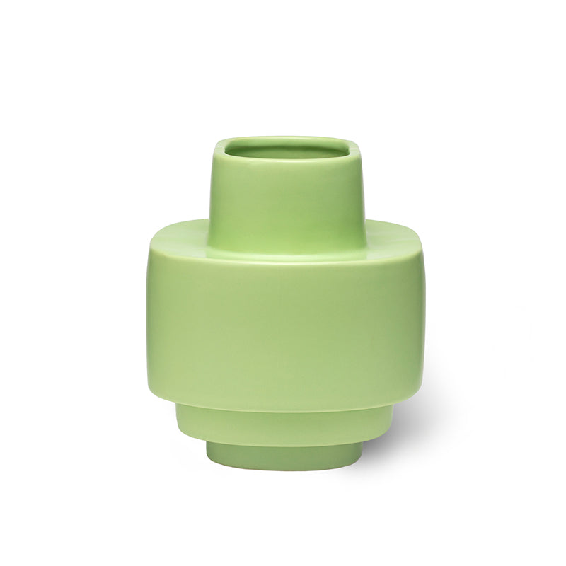Layer Ceramic Vase - Matte Light Green Glaze