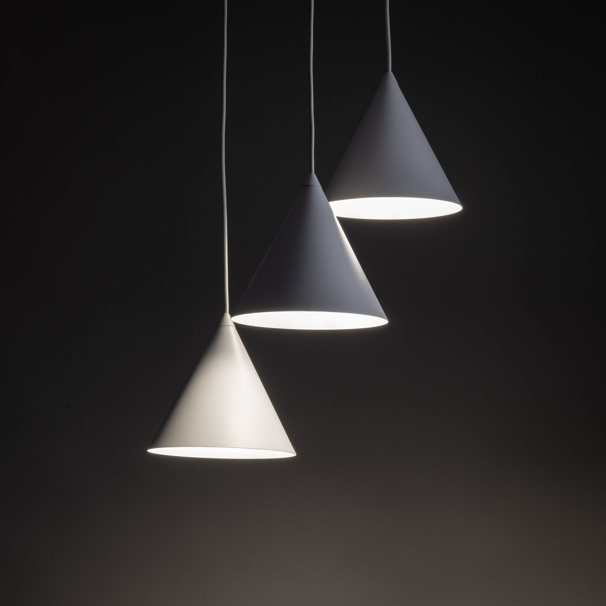 CONO 3-Light Steel Cone Pendant for Kitchen Island & Dining Table
