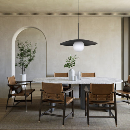 SLATE Mid-Century Modern Wide Dome Pendant Light for Kitchen Island & Dining Table
