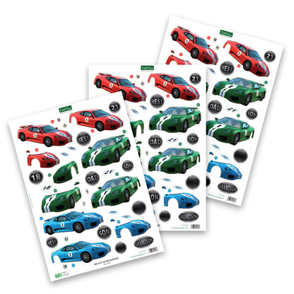 Découpage prédécoupé – Voitures de sport (Lot de 3)