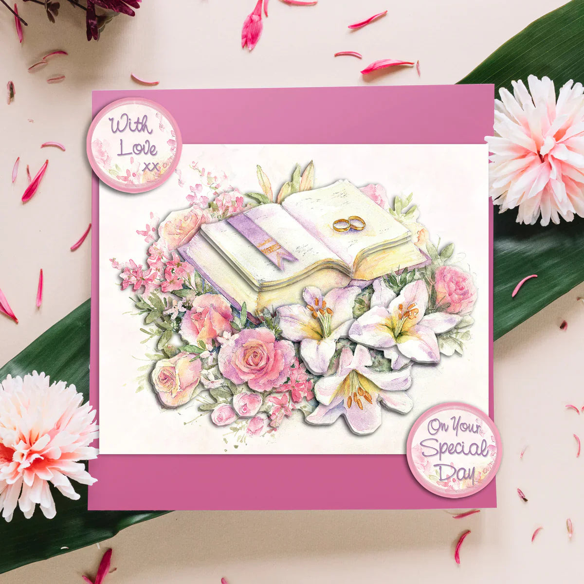Décopatch Découpé à l'Emporte-Pièce – Livre de Mariage et Fleurs (Lot de 3)