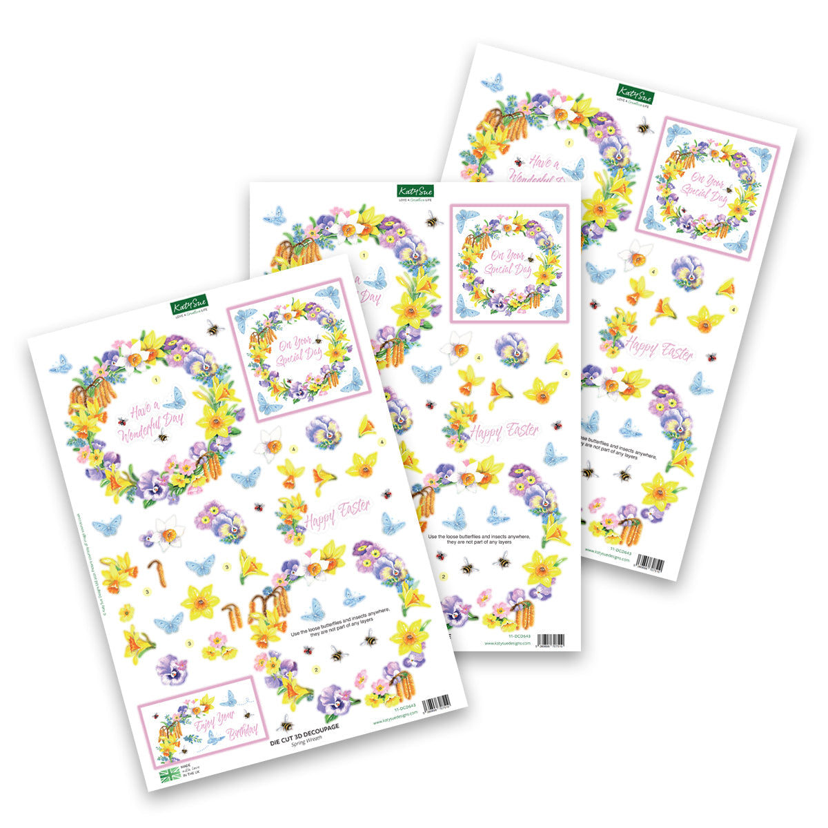 Découpage prédécoupé – Couronne printanière (Lot de 3)