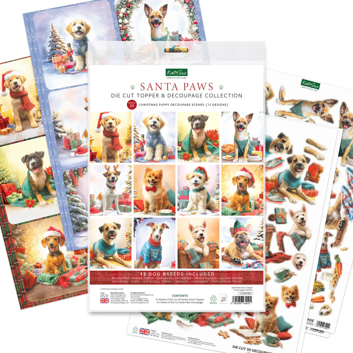 Collection de découpes et de décopatch Katy Sue Santa Paws