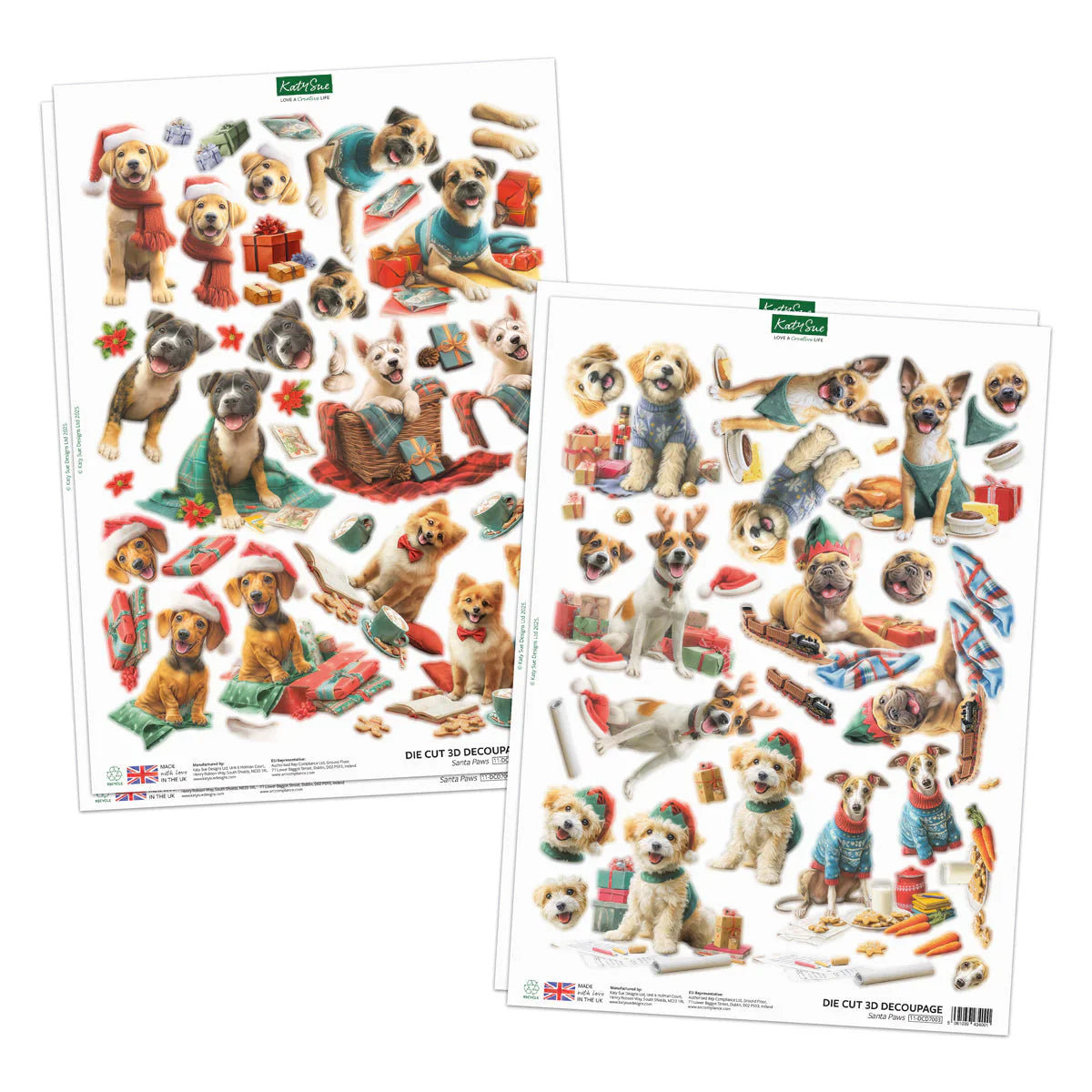 Collection de découpes et de décopatch Katy Sue Santa Paws
