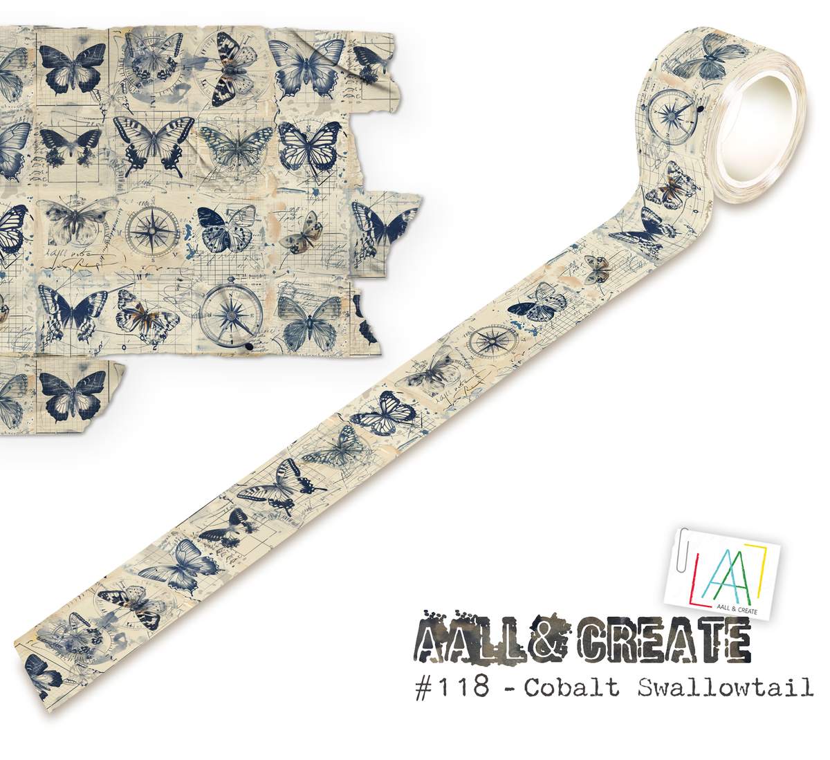 AALL et Créer - Ruban de masquage 25mmx10m - Queue-d'hirondelle cobalt