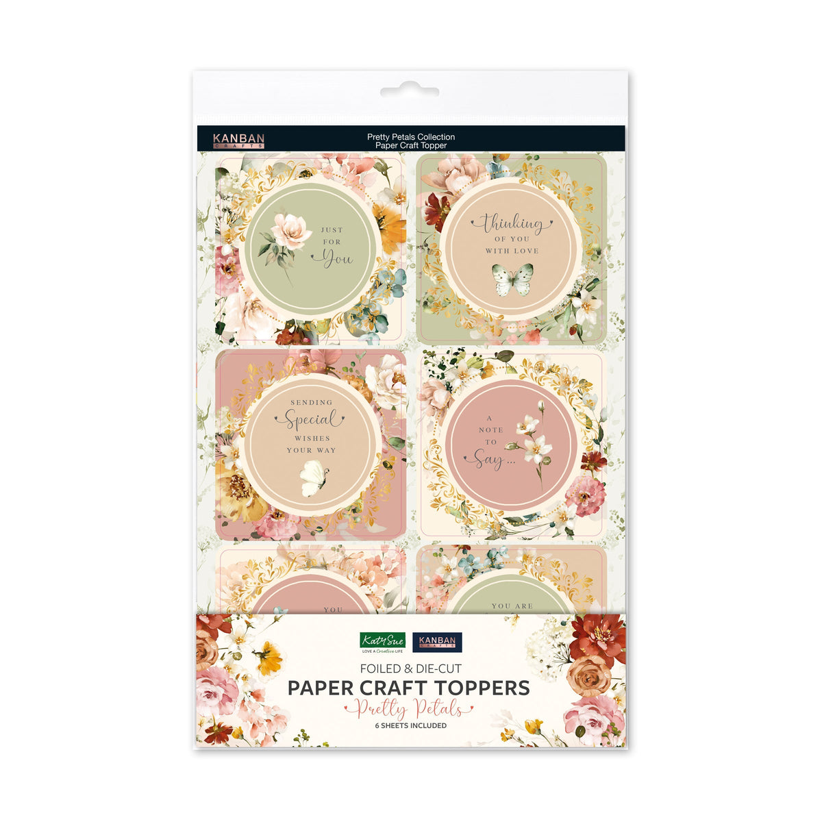 Kanban Crafts Jolies Embellissements Papier Fleuris Feuilletés, 6 feuilles