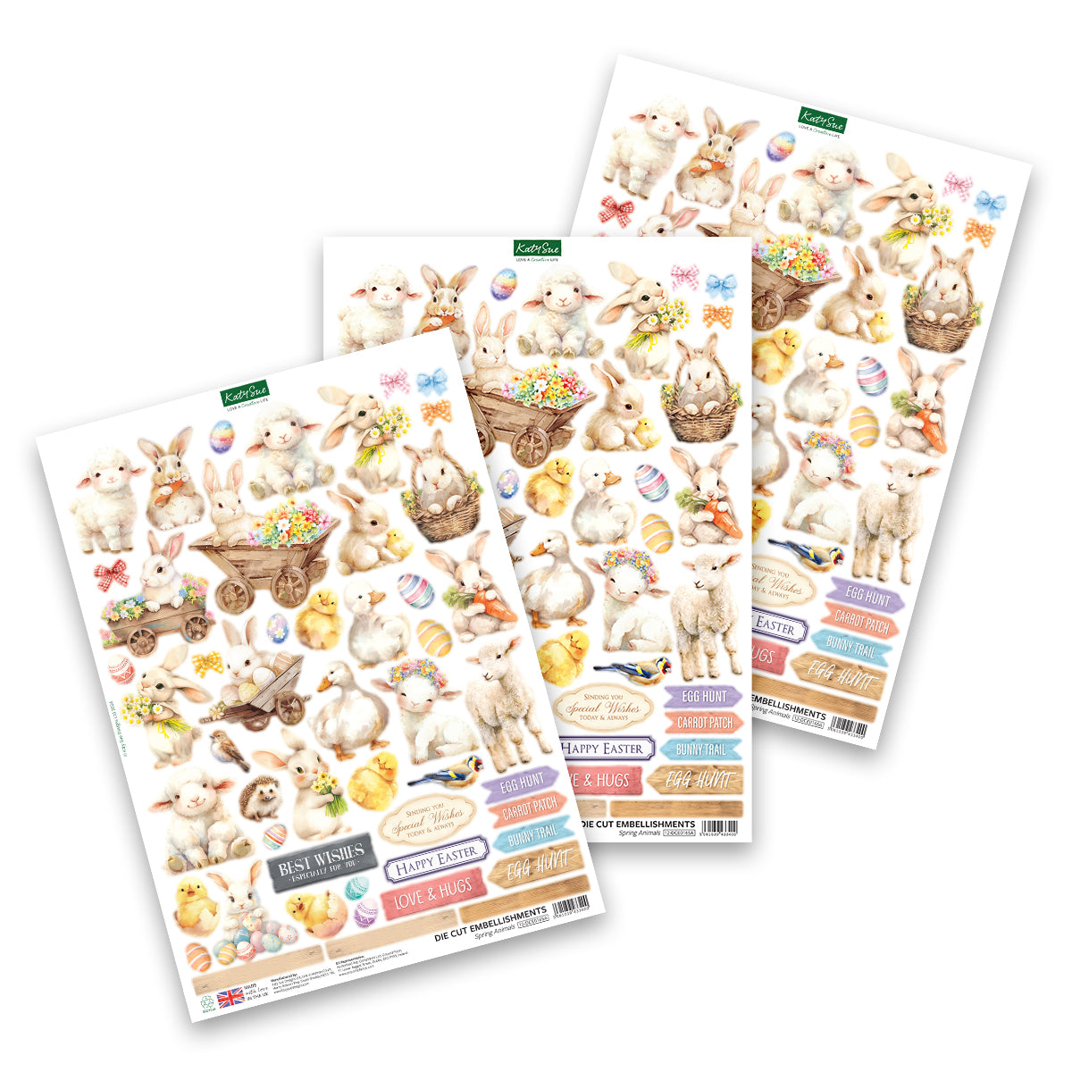 Embellissements Découpés Animaux Printaniers, 3 planches