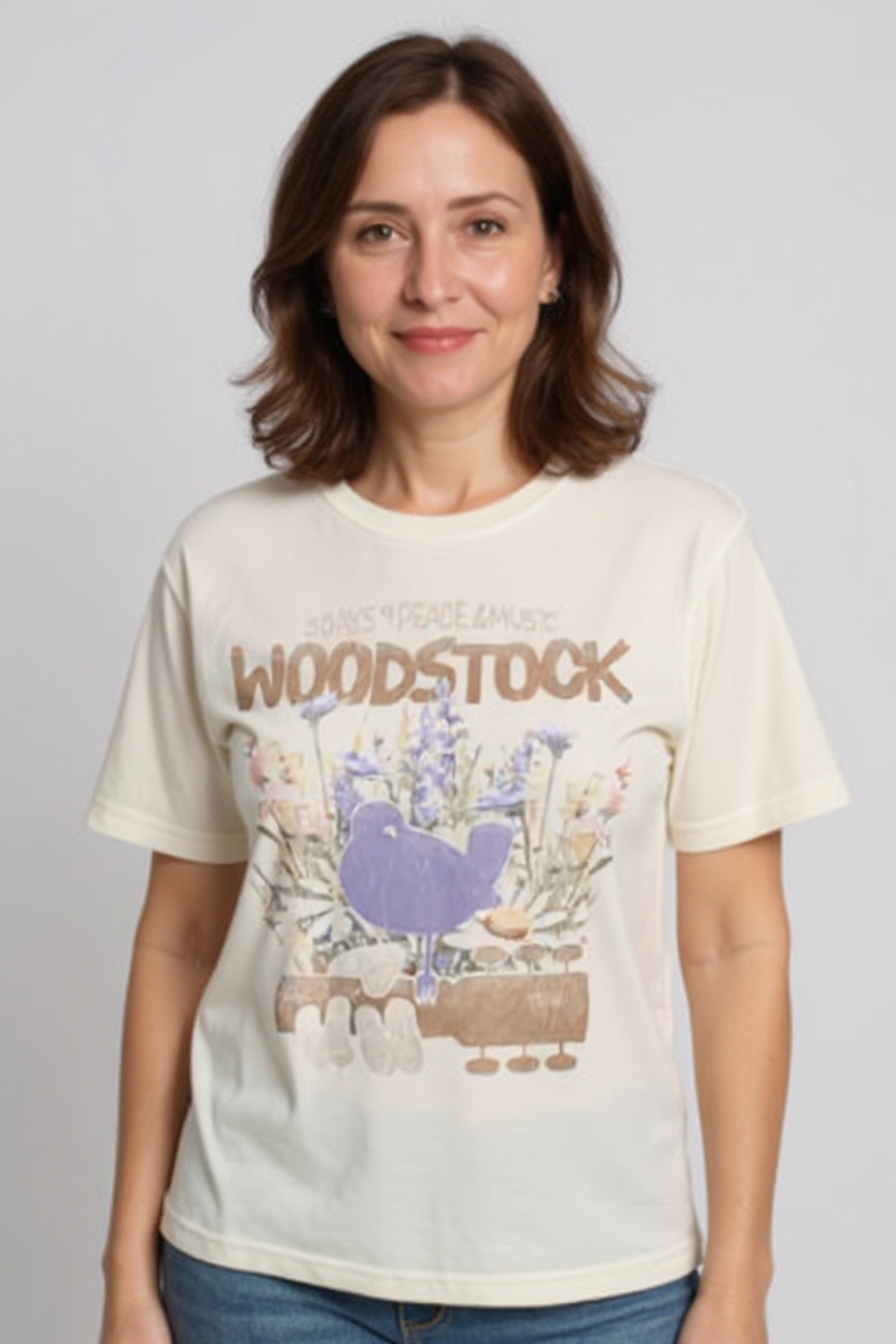 T-shirt naturel Woodstock Fleurs Sauvages