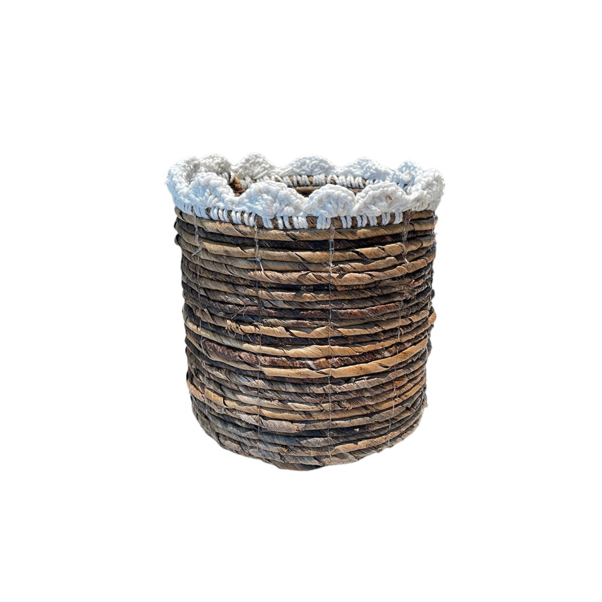 Panier de jardinière à volants en feuille de bananier et macramé