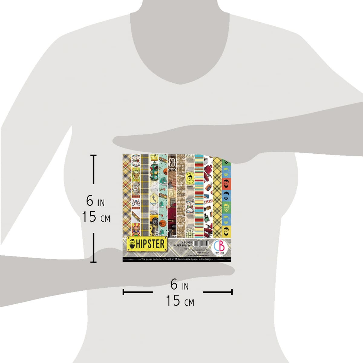 Bloc de papier Ciao Bella Hipster 15,2x15,2 cm 24 feuilles/paquet