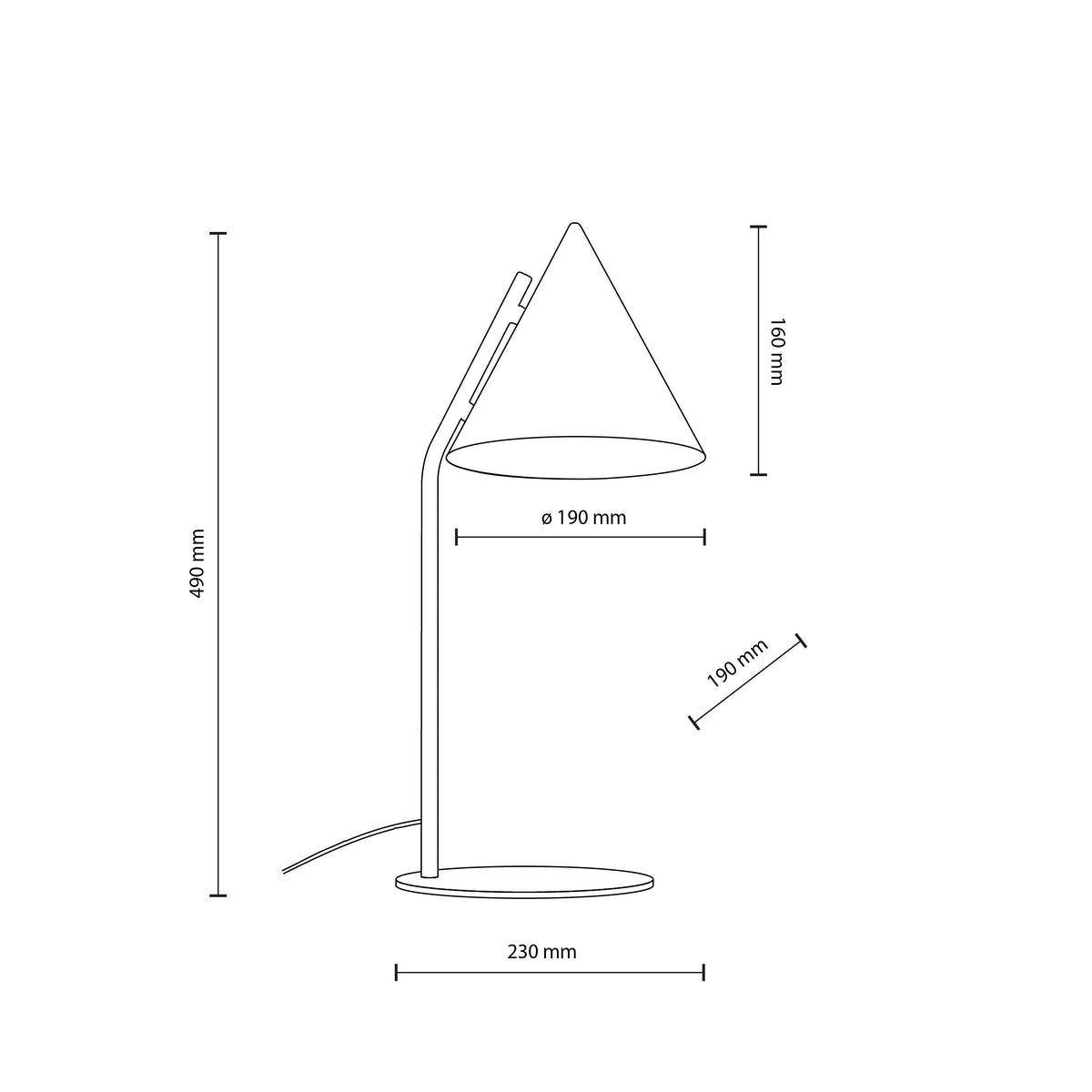 CONO Black Modern Minimalist Table Lamp for Bedroom & Nightstand