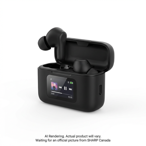 Écouteurs sans fil SHARP HP-TW47 True Wireless avec étui de chargement intelligent LCD – Noir