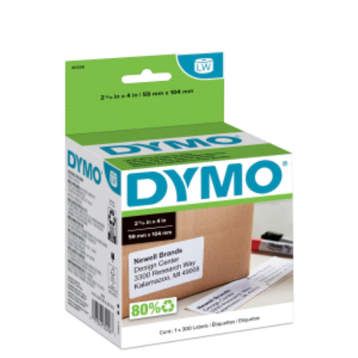 DYMO Authentic LW Large Shipping Labels, DYMO Labels for LabelWriter Label Printers, Print Up to 6-Line Addresses, 2-5/16" x 4", 1 Roll of 300
