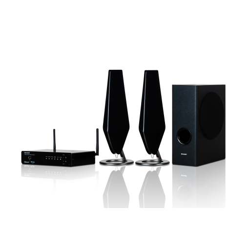 Barre de son cinéma maison 2.1 canaux Sharp HT-SPW135 avec caisson de basses sans fil et éclairage d'ambiance (150W RMS)