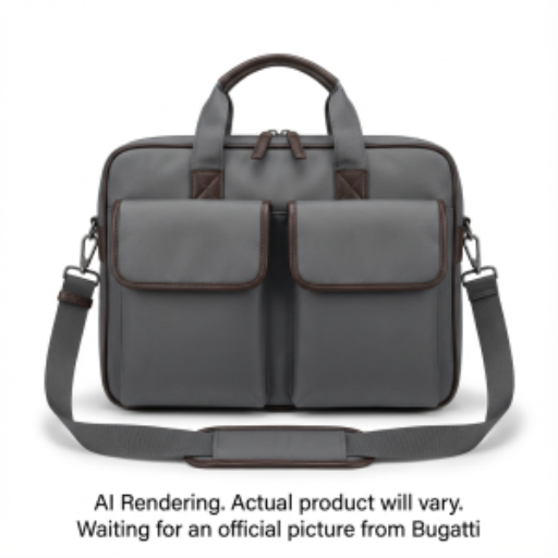 Bugatti MBT2714BU-GREY Madison Nylon Briefcase – Professional 15.6 Inch Laptop Bag with Vegan Leather Trim