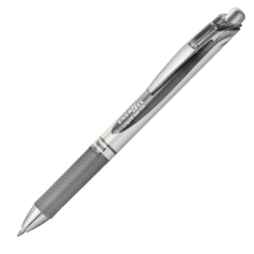 Stylo roller rétractable EnerGel, pointe métal (0,7 mm), encre grise