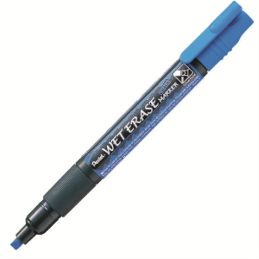 Marqueur craie effaçable à l'eau Pentel Arts, petite pointe biseautée, encre bleue