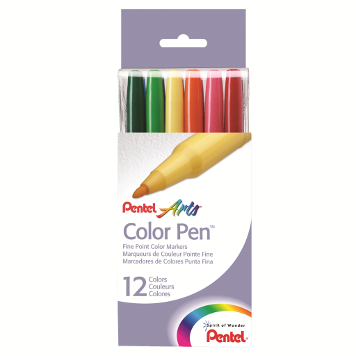 Pentel Arts Stylo Feutre (2,0 mm) Étui de 12 couleurs