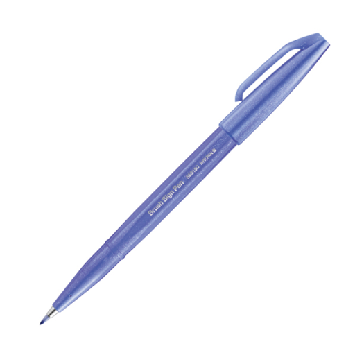 Pentel Arts Pinceau Sign Pen, pointe pinceau souple, encre bleu violet