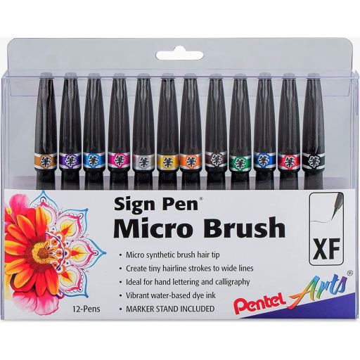 Feutres Pinceaux Sign Pen, Couleurs Assorties, Présentoir en Vrac 144 PIÈCES