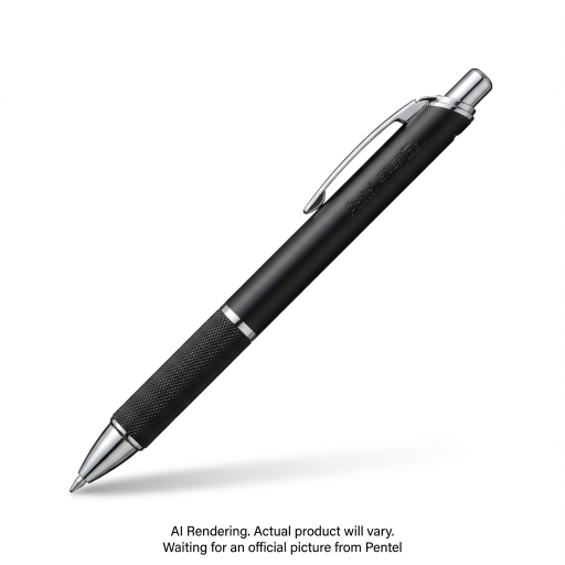 Stylo-gel liquide rétractable EnerGel Alloy, pointe métallique (0,7 mm), corps noir, encre noire, paquet de 1
