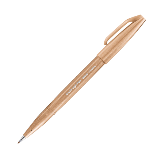 Pentel Arts Brush Sign Pen, Pointe Pinceau Flexible, Encre Brun Clair