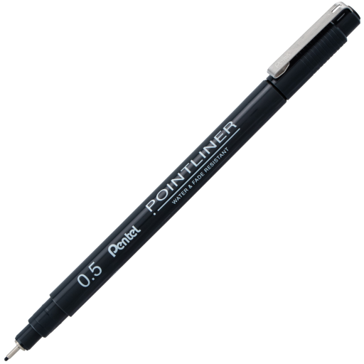 Stylo Pentel Arts Pointliner, 0,5 mm, Encre noire