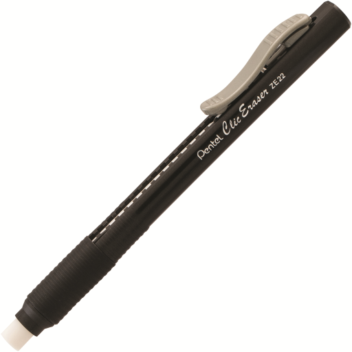 Gomme rétractable Clic Eraser Grip avec prise, corps noir