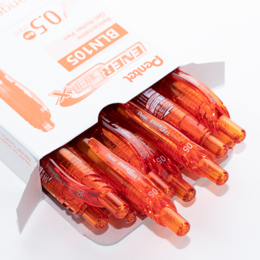 EnerGel-X Roller Gel Rétractable, Pointe Aiguille (0,5 mm), Encre Orange
