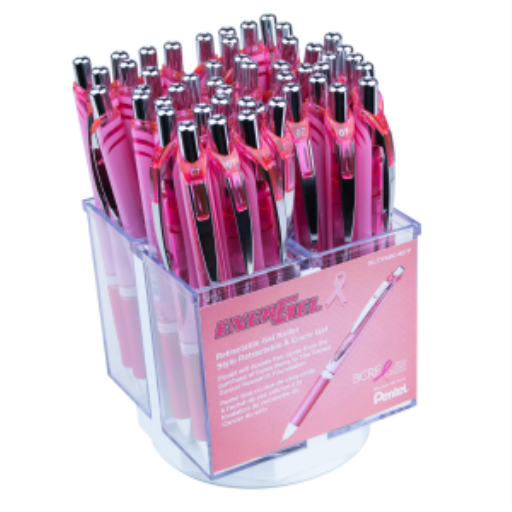 Stylo roller gel rétractable EnerGel rose, (0,7 mm), présentoir libre-service, 48 pièces