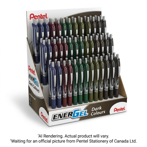Présentoir Pentel EnerGel Couleurs Foncées 0,7 mm Encre Assortie 4 DZ