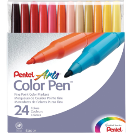 Pentel Arts Stylo Feutre Couleur (2,0 mm) Étui de 24 Couleurs