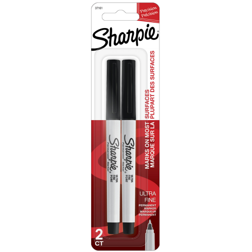 Sharpie 37161PP Industrial Grade Permanent Markers – Ultra Fine Point, Quick-Drying Black Ink, 2 Pack