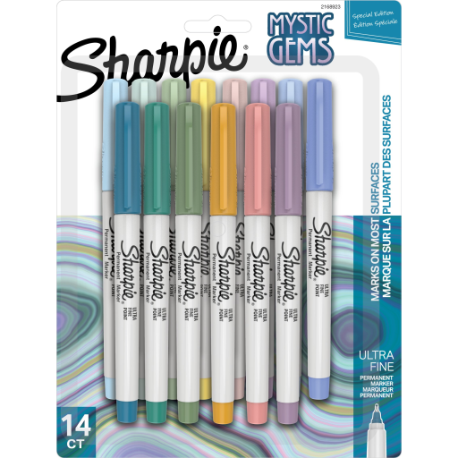 Sharpie Permanent Markers, Mystic Gem Special Edition, Ultra Fine Point, Assorted Colours, 14 Count