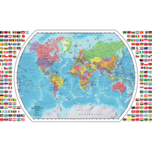 World Map Displayer With 49"/124.5Cm X 33"/84Cm World Map (French) 18 Maps To A Displayer.